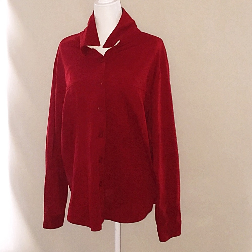 Women’s Red Longsleeve Button-down Shirt